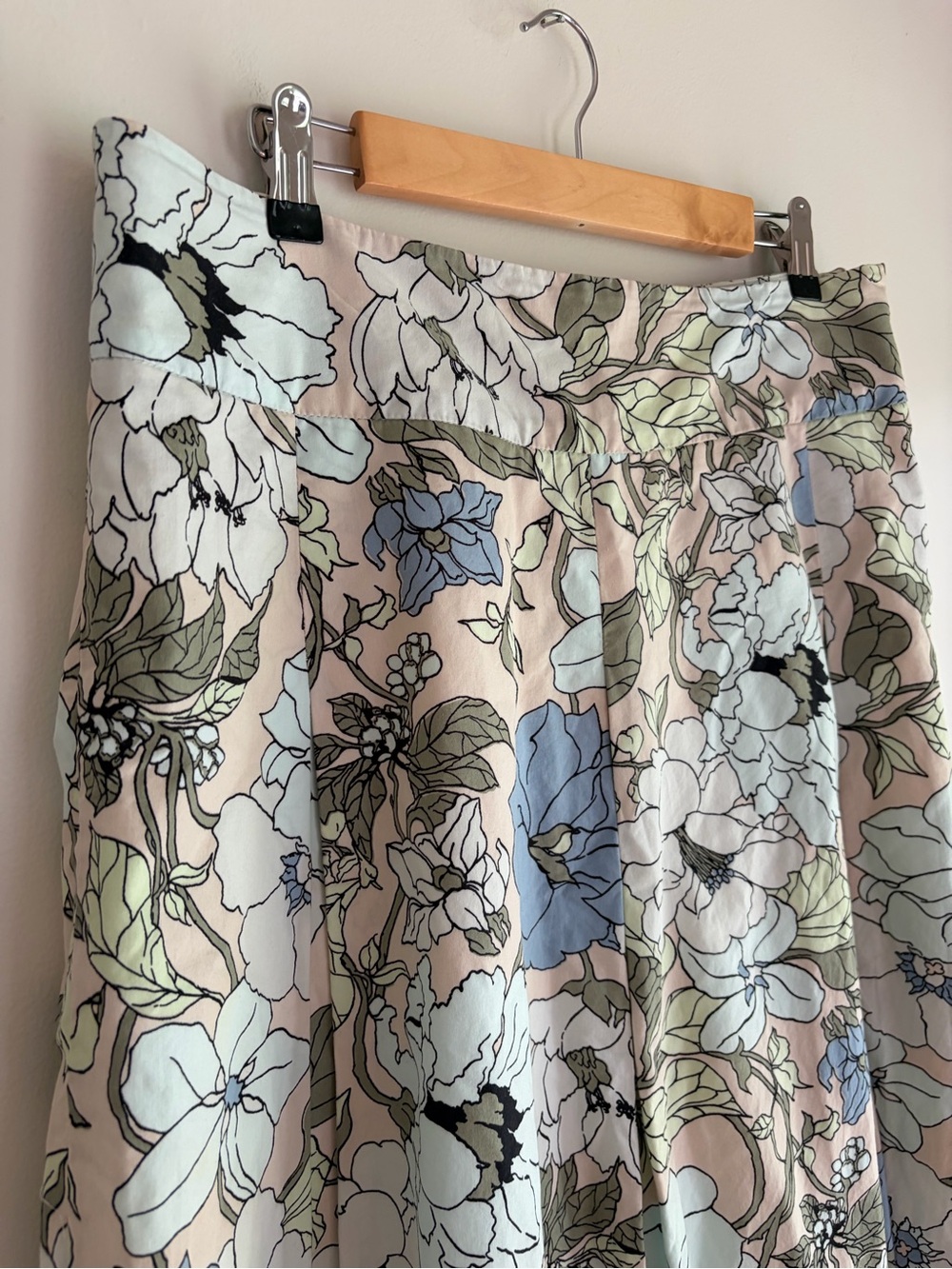 Talbots 100% Cotton Floral A Line Pleated Skirt Size 12 - Picture 2 of 7